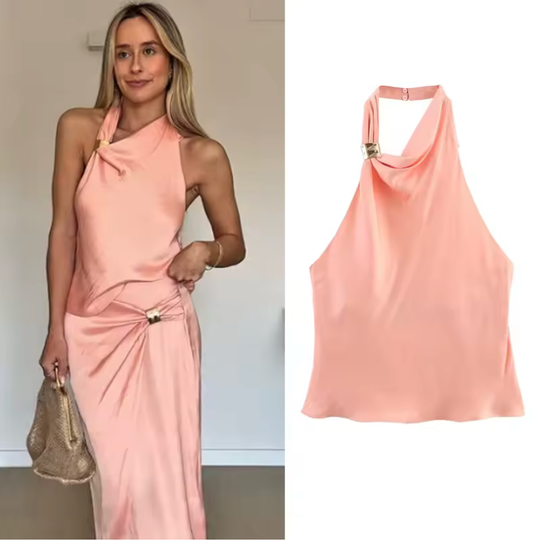 Haut asymétrique rose